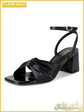 Satin Block Heel Sandals Square Toe Comfortable Wedding Dress Shoes